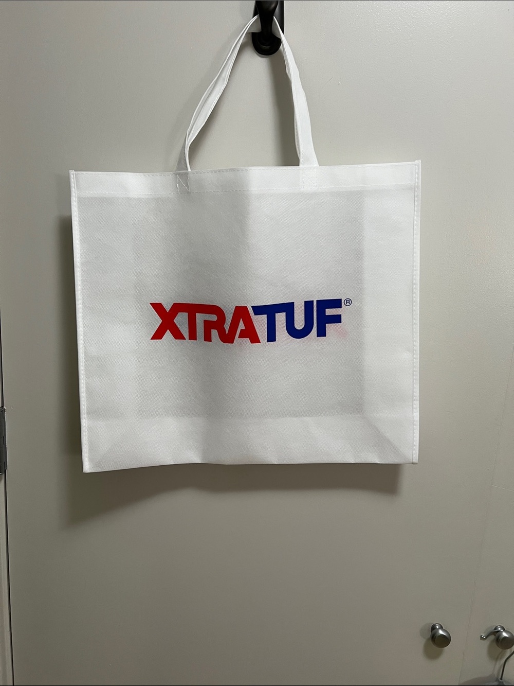 XTRATUF White Reusable Tote Bag with Red & Blue Logo 5x18x16 inches